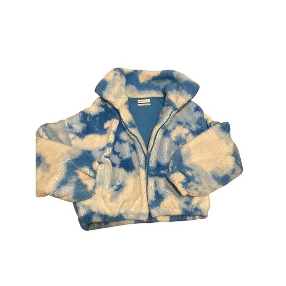 Urban Outfitters Fluffy blue & white coat w/side pockets and zip front - Picture 5 of 7